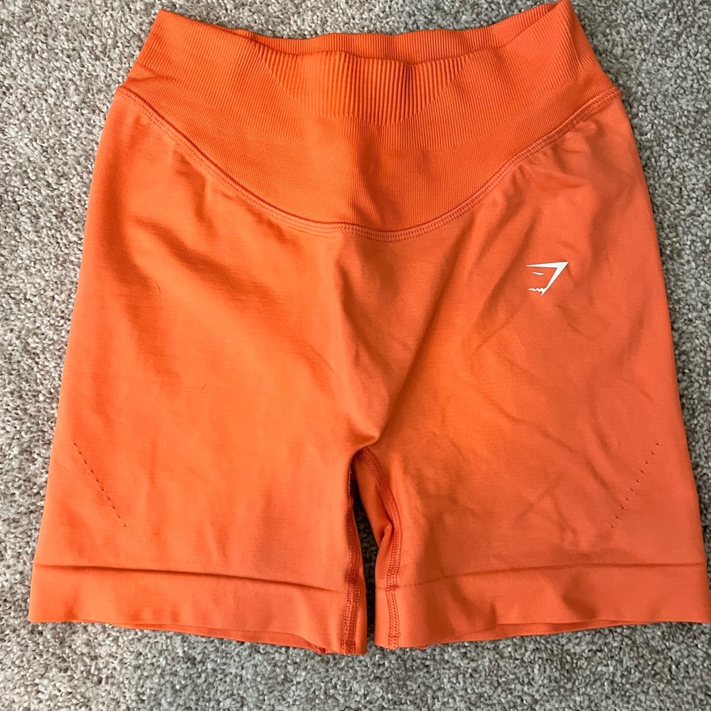 Gymshark High Waisted Compression Fit Orange Women's Bike Shorts - Size S